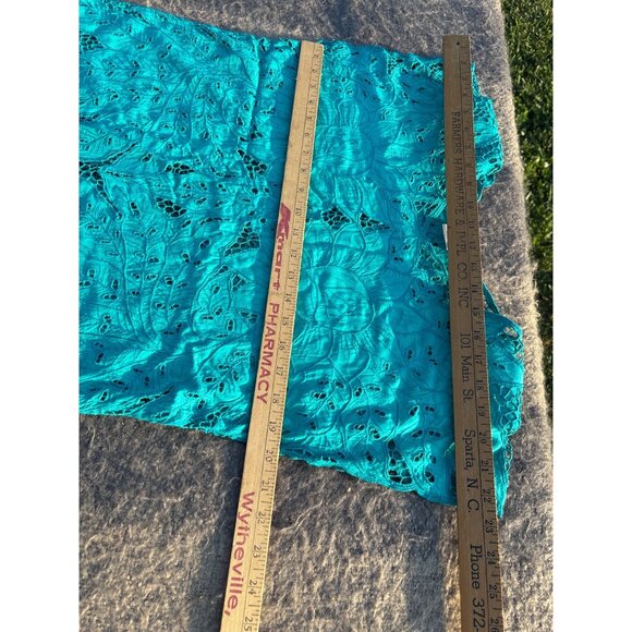 Blue Sky Handcrafted Bali 2Pc Turquoise Embroidered Lace Top Maxi Skirt Set Vtg - Picture 8 of 11